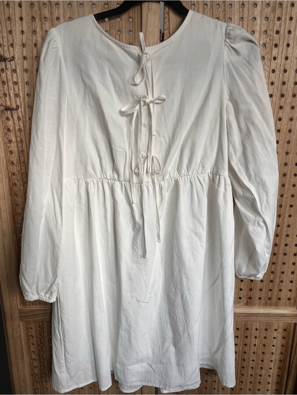 NWT Zesica White Linen Blend Babydoll Dress Size S Tie Back